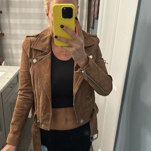 NEW-BLANKNYC Suede Moto Jacket Coffee Bean